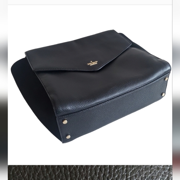 Kate Spade | Spencer Court Archie Leather Suede Totate Bag Purse - Black - Picture 6 of 13